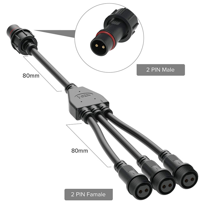 Large 2/3/4/5 Pin 1-to-3 Waterproof Power Wire Splitter Connector Large 2/3/4/5 Pin 1-to-3 Waterproof Power Wire Splitter Connector
